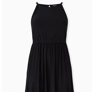 *NWT* Black Crepe High-Neck Skater Dress